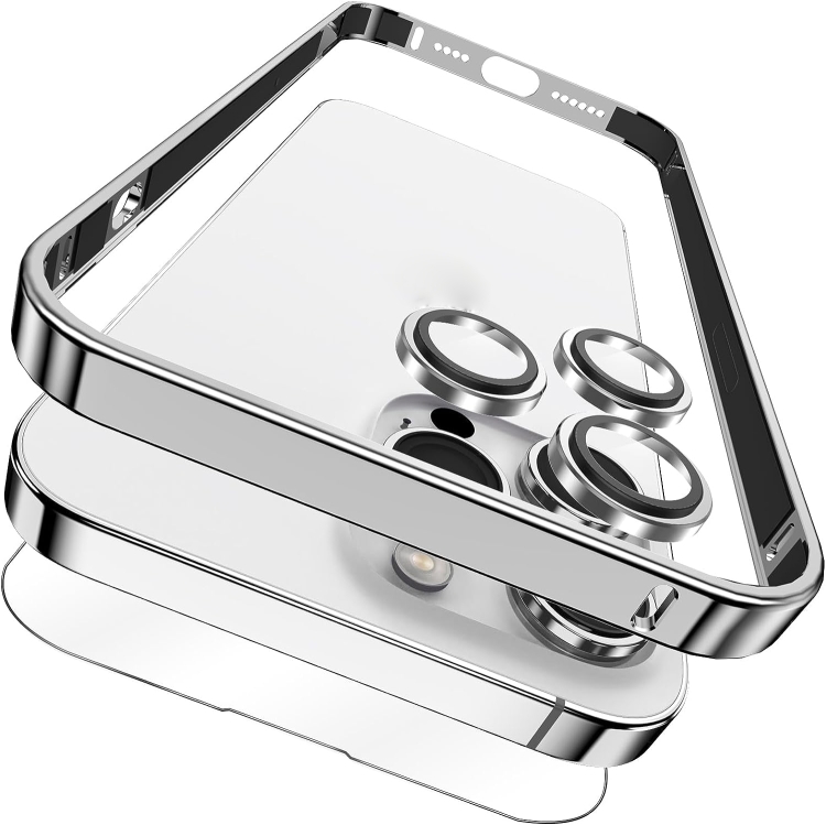 

For iPhone 14 Pro Max 3 in 1 Ultra-thin Metal Frame + Lens + Film Phone Protection Set(Silver)