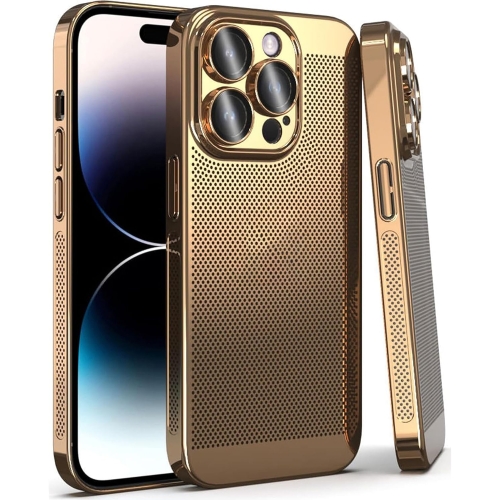 

For iPhone 15 Pro Fine Mesh Cooling Phone Case(Gold)