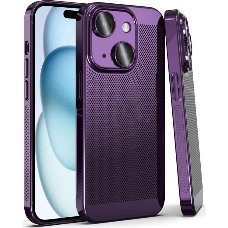 

For iPhone 15 Fine Mesh Cooling Phone Case(Purple)