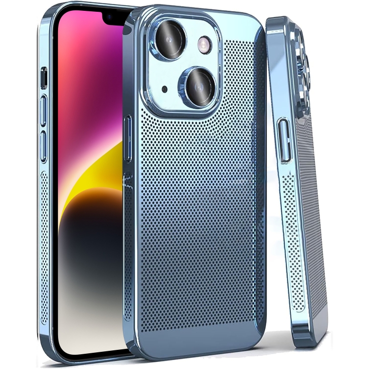 

For iPhone 14 Plus Fine Mesh Cooling Phone Case(Blue)