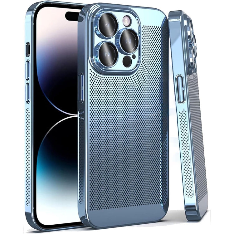 

For iPhone 14 Pro Fine Mesh Cooling Phone Case(Blue)