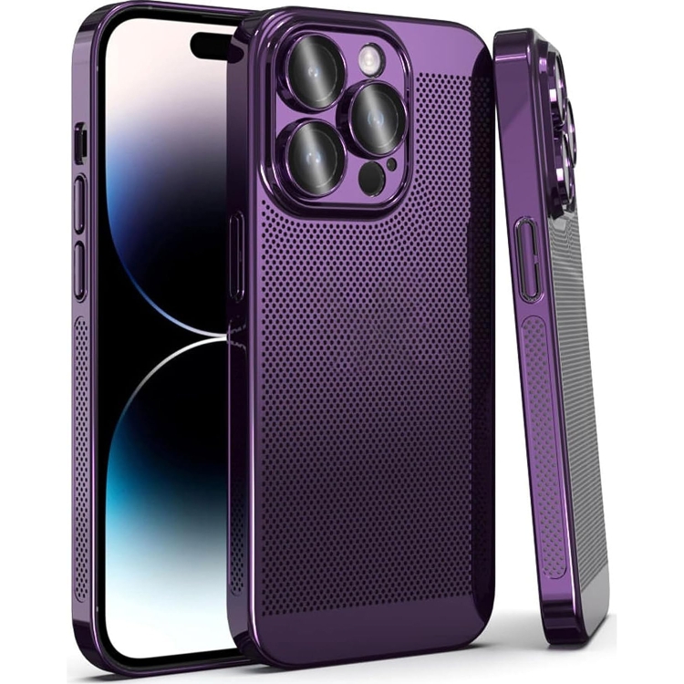 

For iPhone 14 Pro Max Fine Mesh Cooling Phone Case(Purple)