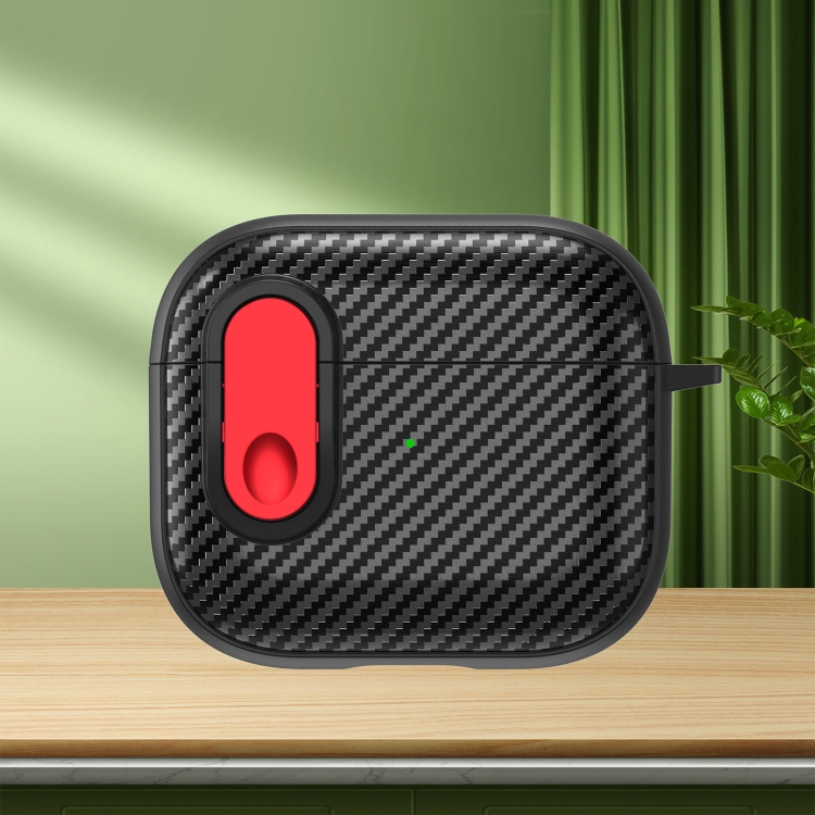 

For AirPods 3 Carbon Fiber Texture Wireless Earphones Case with Security Lock(Red)