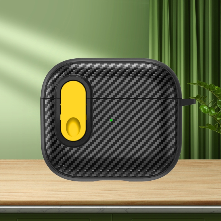 

For AirPods 3 Carbon Fiber Texture Wireless Earphones Case with Security Lock(Yellow)