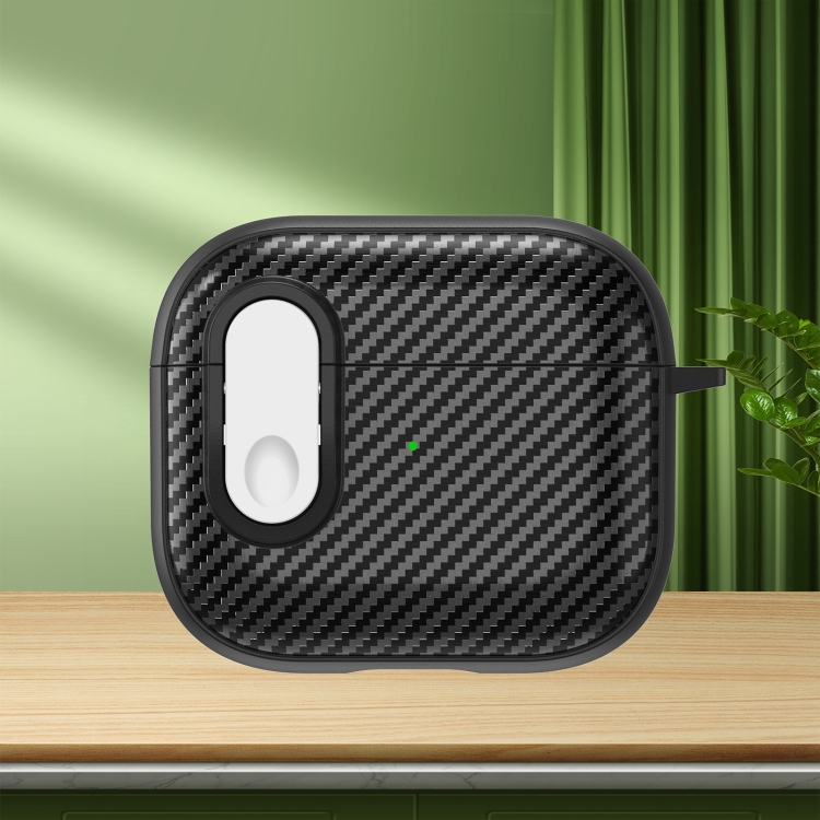 

For AirPods 3 Carbon Fiber Texture Wireless Earphones Case with Security Lock(White)