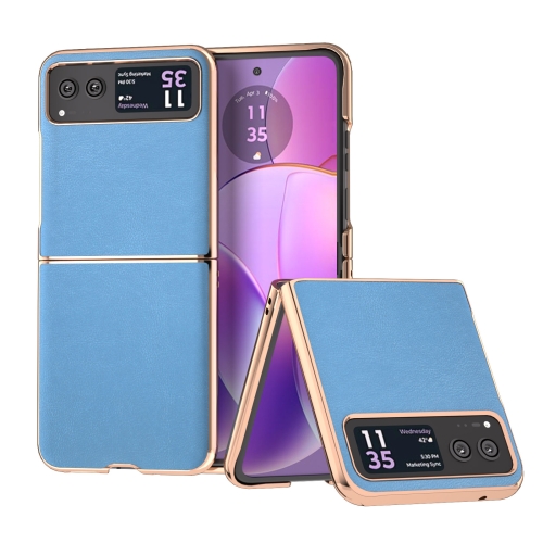 

For Motorola Razr 40 Nano Electroplating Haze Texture PU Phone Case(Sky Blue)