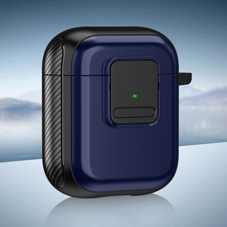 

For AirPods 2 / 1 TPU + PC Wireless Earphones Case with Magnetic Switch(Blue)