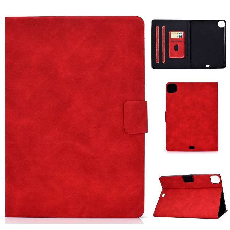 

For iPad Air 2022 10.9 Cowhide Texture Leather Smart Tablet Case(Red)