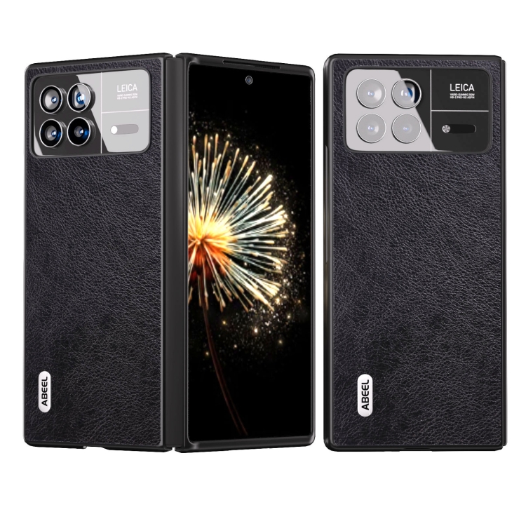 

For Xiaomi Mix Fold 3 ABEEL Dual Color Lichi Texture PU Phone Case(Black)