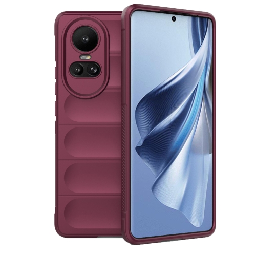 

For OPPO Reno10 5G Global Magic Shield TPU + Flannel Phone Case(Wine Red)