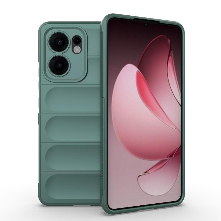 

For OPPO Reno13 F 5G Global Magic Shield TPU + Flannel Phone Case(Dark Green)