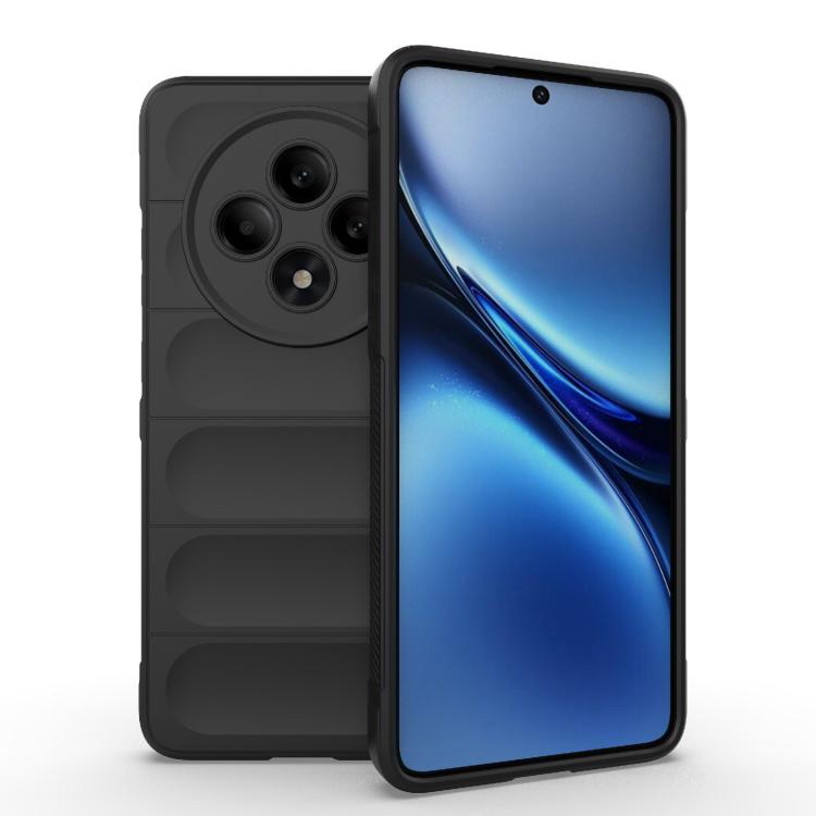 

For OPPO Reno12 F 5G Global Magic Shield TPU + Flannel Phone Case(Black)