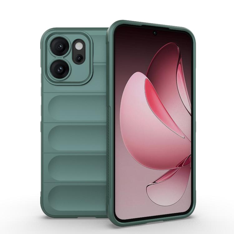 

For OPPO Reno14 F Magic Shield TPU + Flannel Phone Case(Dark Green)