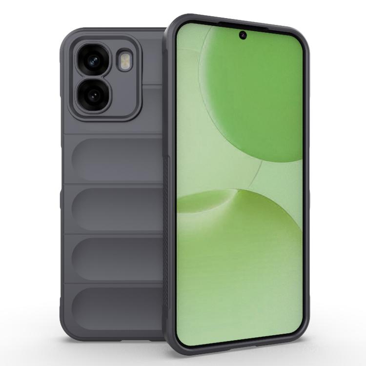 

For OPPO A6x 5G Global Magic Shield TPU + Flannel Phone Case(Dark Grey)