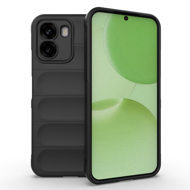 

For OPPO A6x 5G Global Magic Shield TPU + Flannel Phone Case(Black)