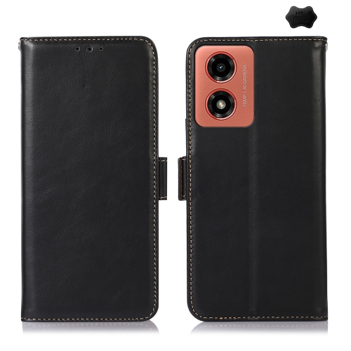 

For Motorola Moto G04 / G24 Magnetic Crazy Horse Texture Genuine Leather RFID Phone Case(Black)