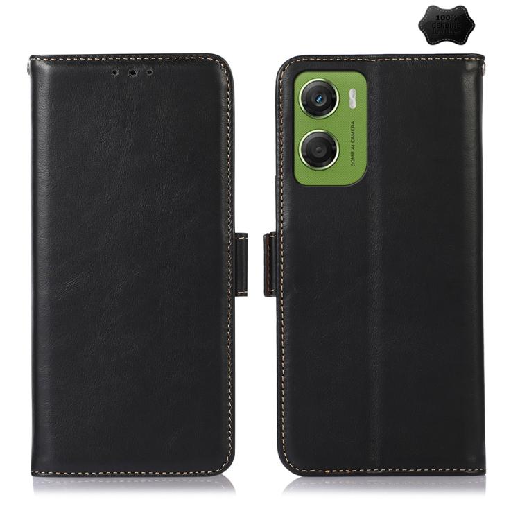 

For Motorola Moto G06 4G Magnetic Crazy Horse Texture Genuine Leather Phone Case(Black)