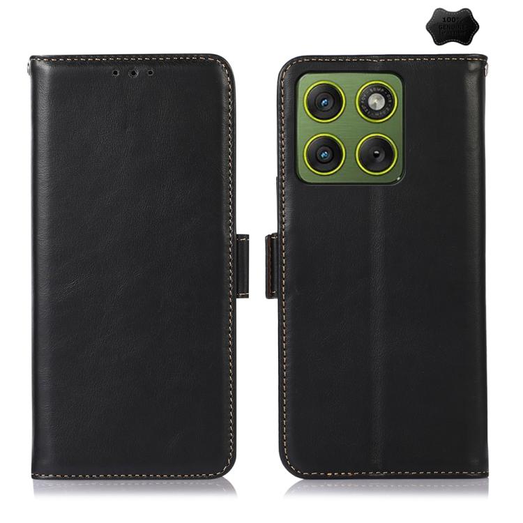 

For Motorola Edge 70 5G Magnetic Crazy Horse Texture Genuine Leather RFID Phone Case(Black)