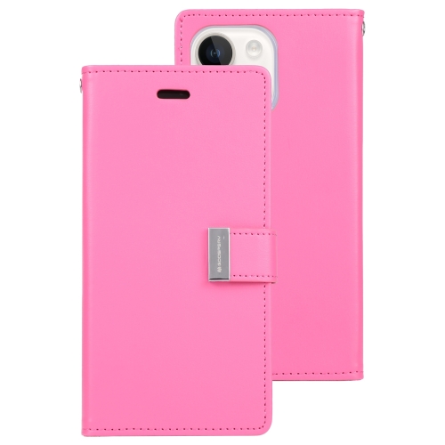 

For iPhone 15 Plus GOOSPERY RICH DIARY Crazy Horse Texture Leather Phone Case(Rose Red)