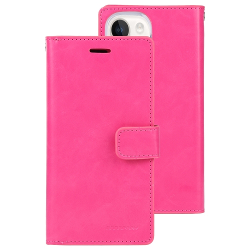 

For iPhone 15 GOOSPERY MANSOOR DIARY 9 Card Slots Leather Phone Case(Rose Red)