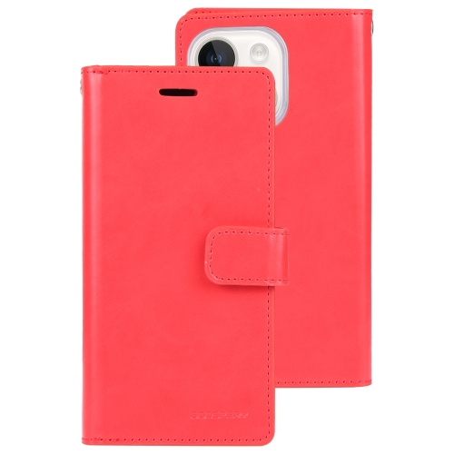 

For iPhone 15 GOOSPERY MANSOOR DIARY 9 Card Slots Leather Phone Case(Red)