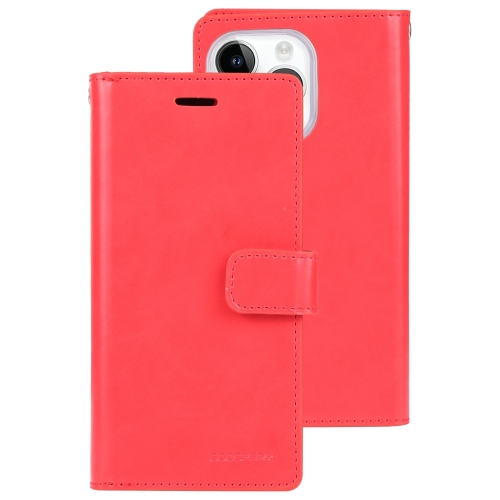 

For iPhone 15 Pro GOOSPERY MANSOOR DIARY 9 Card Slots Leather Phone Case(Red)