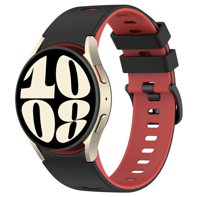 

For Samsung Galaxy Watch 6 Sports Two Color Silicone Watch Band(Black+Red)