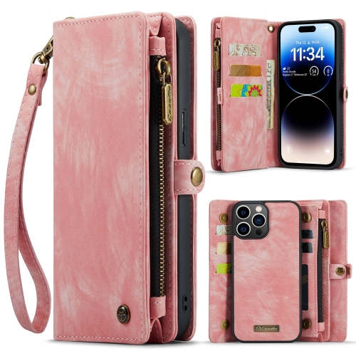 

For iPhone 15 Pro CaseMe 008 Detachable Multifunctional Leather Phone Case(Pink)