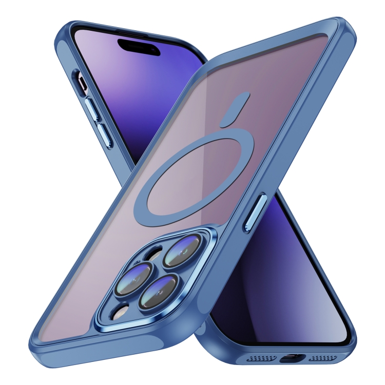 

For iPhone 15 Pro Max MagSafe Magnetic PC + TPU Phone Case with Lens Film(Blue)