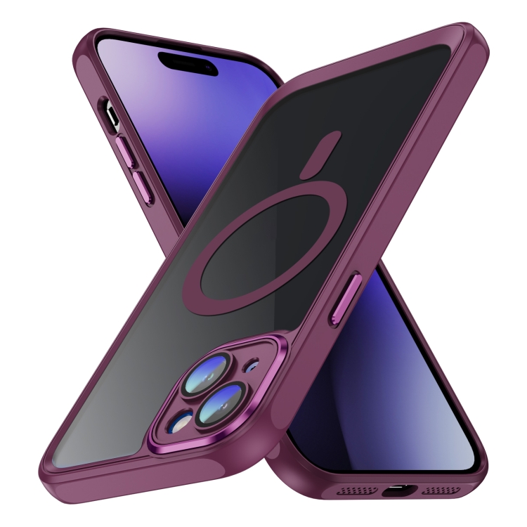 

For iPhone 15 Plus MagSafe Magnetic PC + TPU Phone Case with Lens Film(Rose Red)