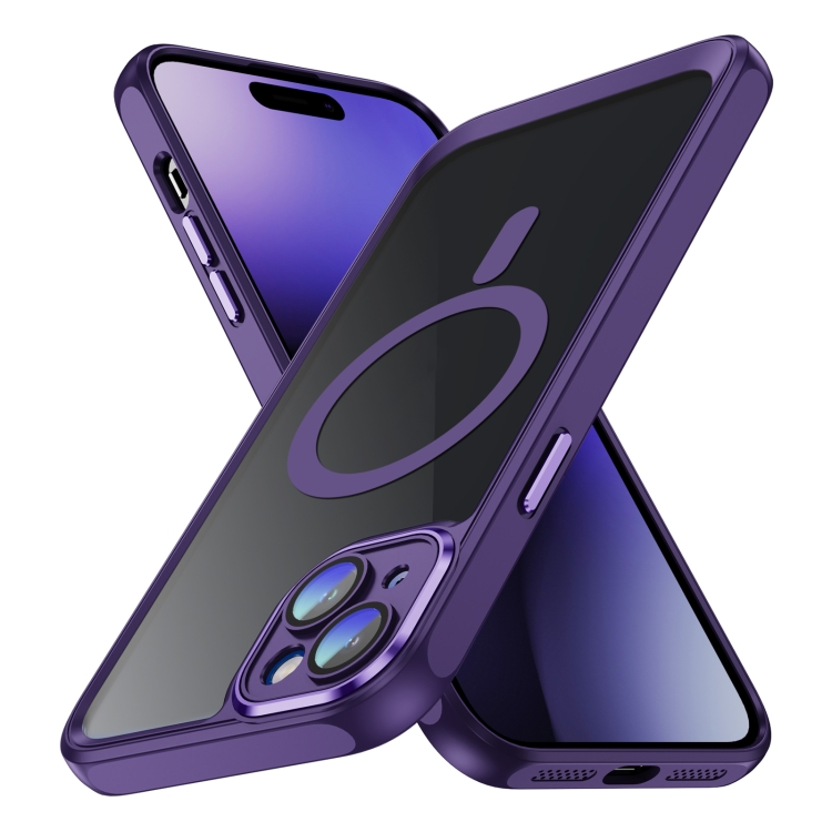 

For iPhone 15 Plus MagSafe Magnetic PC + TPU Phone Case with Lens Film(Dark Purple)