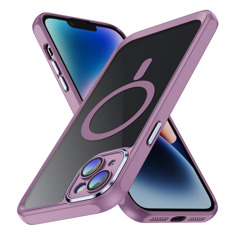 

For iPhone 15 MagSafe Magnetic PC + TPU Phone Case with Lens Film(Light Purple)