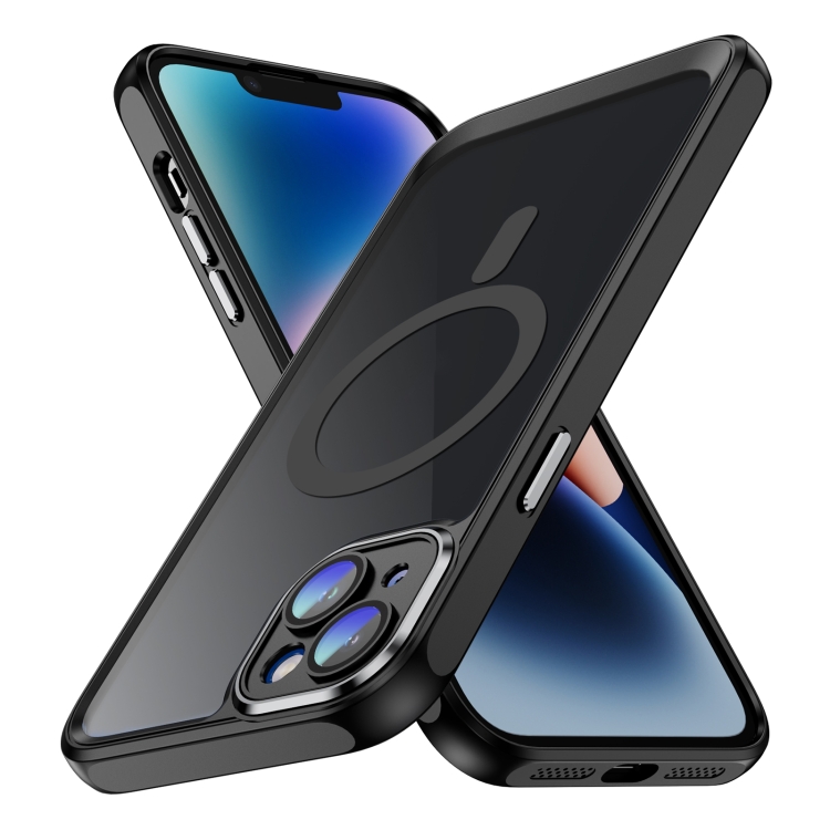 

For iPhone 14 Plus MagSafe Magnetic PC + TPU Phone Case with Lens Film(Black)