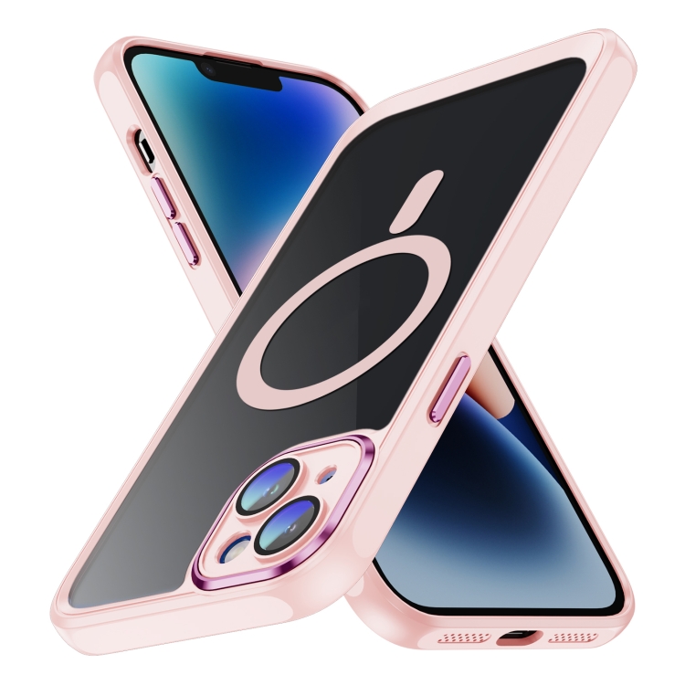

For iPhone 14 MagSafe Magnetic PC + TPU Phone Case with Lens Film(Apricot)