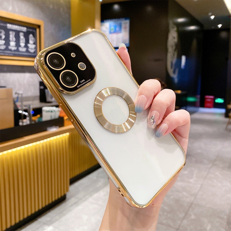 

For iPhone 12 CD Texture MagSafe Electroplated TPU Phone Case(Gold)