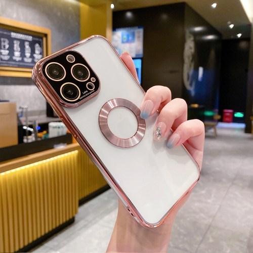 

For iPhone 12 Pro CD Texture MagSafe Electroplated TPU Phone Case(Pink)