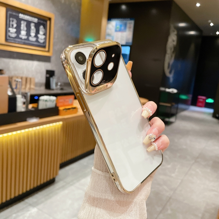 

For iPhone 12 Electroplated Lens Protectoin Holder TPU Phone Case(Gold)