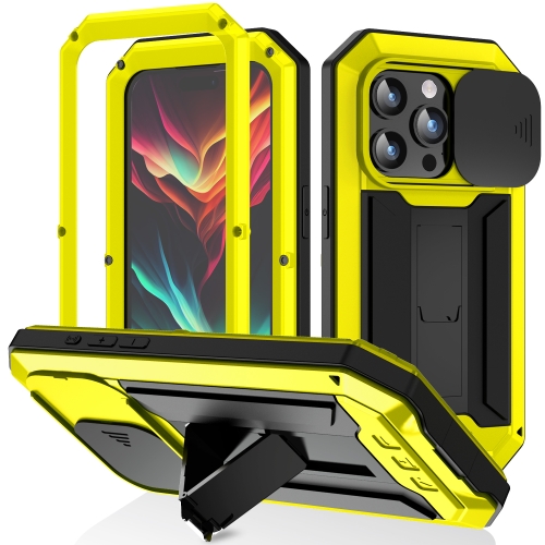 

For iPhone 15 Pro Max R-JUST Sliding Camera Life Waterproof Holder Phone Case(Yellow)