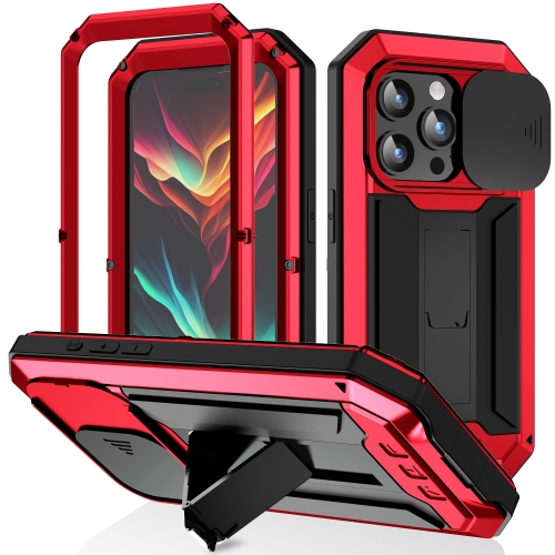 

For iPhone 15 Pro R-JUST Sliding Camera Life Waterproof Holder Phone Case(Red)