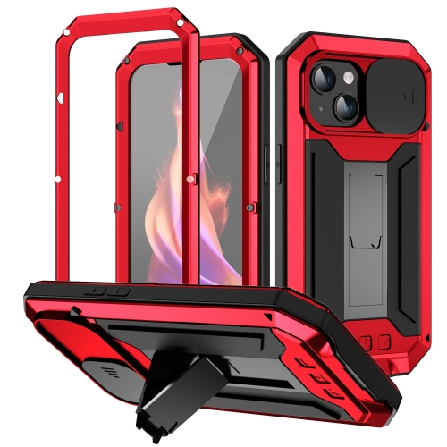 

For iPhone 15 Plus R-JUST Sliding Camera Life Waterproof Holder Phone Case(Red)