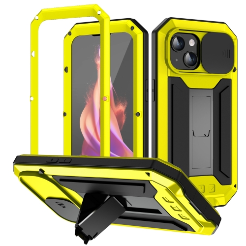 

For iPhone 15 Plus R-JUST Sliding Camera Life Waterproof Holder Phone Case(Yellow)