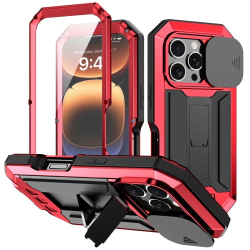 

For iPhone 16 Pro R-JUST Sliding Camera IP54 Life Waterproof Holder Phone Case(Red)