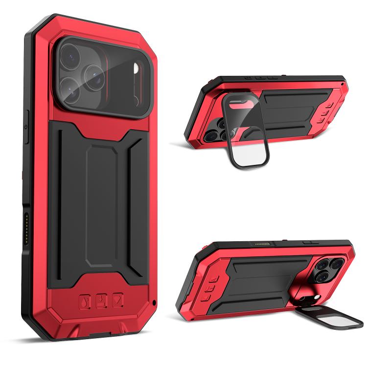 

For iPhone 17 Pro Max R-JUST Sliding Camera IP54 Life Waterproof Holder Phone Case(Red)