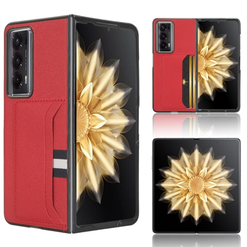 

For Honor Magic V2 Litchi Texture Card Slot Phone Case(Red)