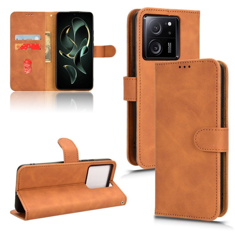 

For Xiaomi Redmi K60 Ultra Skin Feel Magnetic Flip Leather Phone Case(Brown)