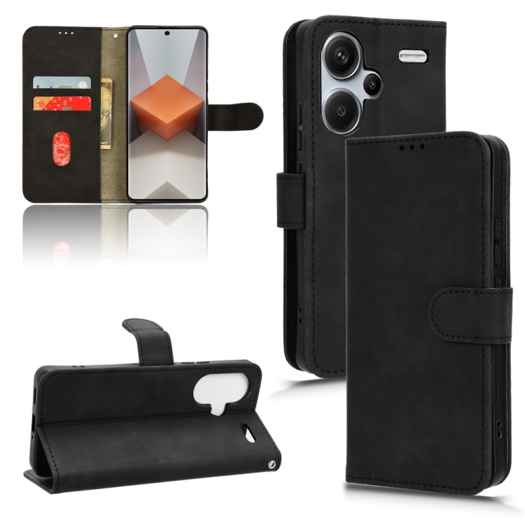 

For Xiaomi Redmi Note 13 Pro+ 5G Skin Feel Magnetic Flip Leather Phone Case(Black)