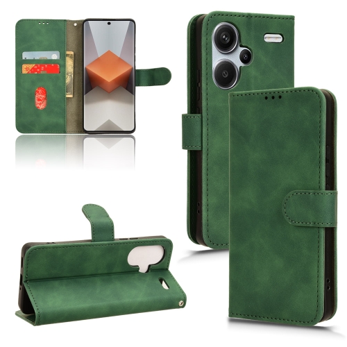 

For Xiaomi Redmi Note 13 Pro+ 5G Skin Feel Magnetic Flip Leather Phone Case(Green)