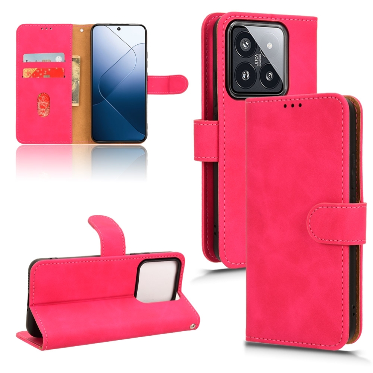 

For Xiaomi 14 Pro Skin Feel Magnetic Flip Leather Phone Case(Rose Red)