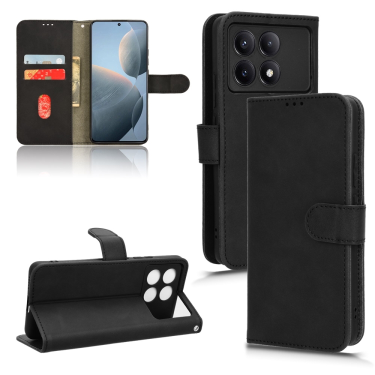 

For Xiaomi Redmi K70E Skin Feel Magnetic Flip Leather Phone Case(Black)