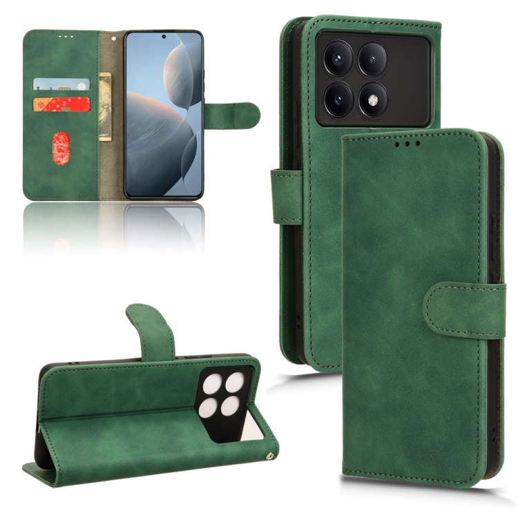

For Xiaomi Redmi K70E Skin Feel Magnetic Flip Leather Phone Case(Green)